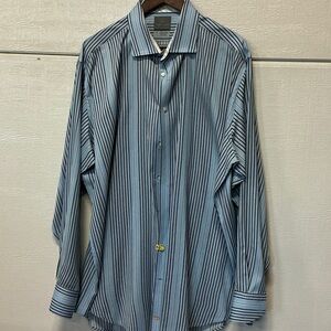 Men's Light Blue Vertical Stripe Dress Shirt